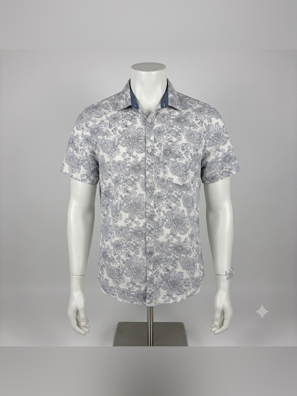 Original Penguin Short-Sleeve Floral Button-Down Shirt - White & Gray